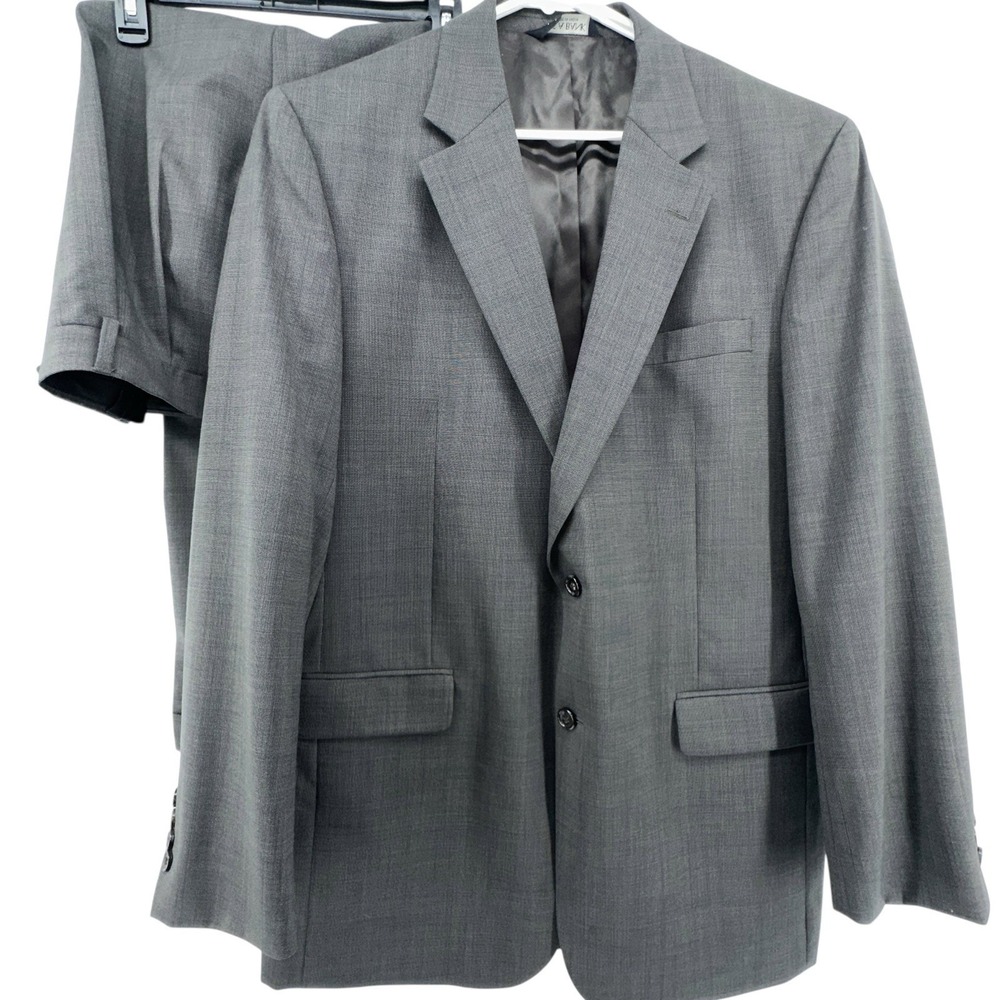 Jos. A. Bank Wool Suit Glen Check 2 Piece Classic Fit Gray Mens 44L‎ Pants 39x30